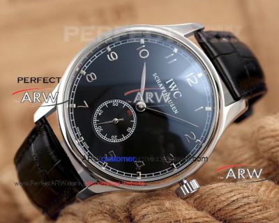 Perfect Replica IWC Portuguese SS Black Dial Mens Watches